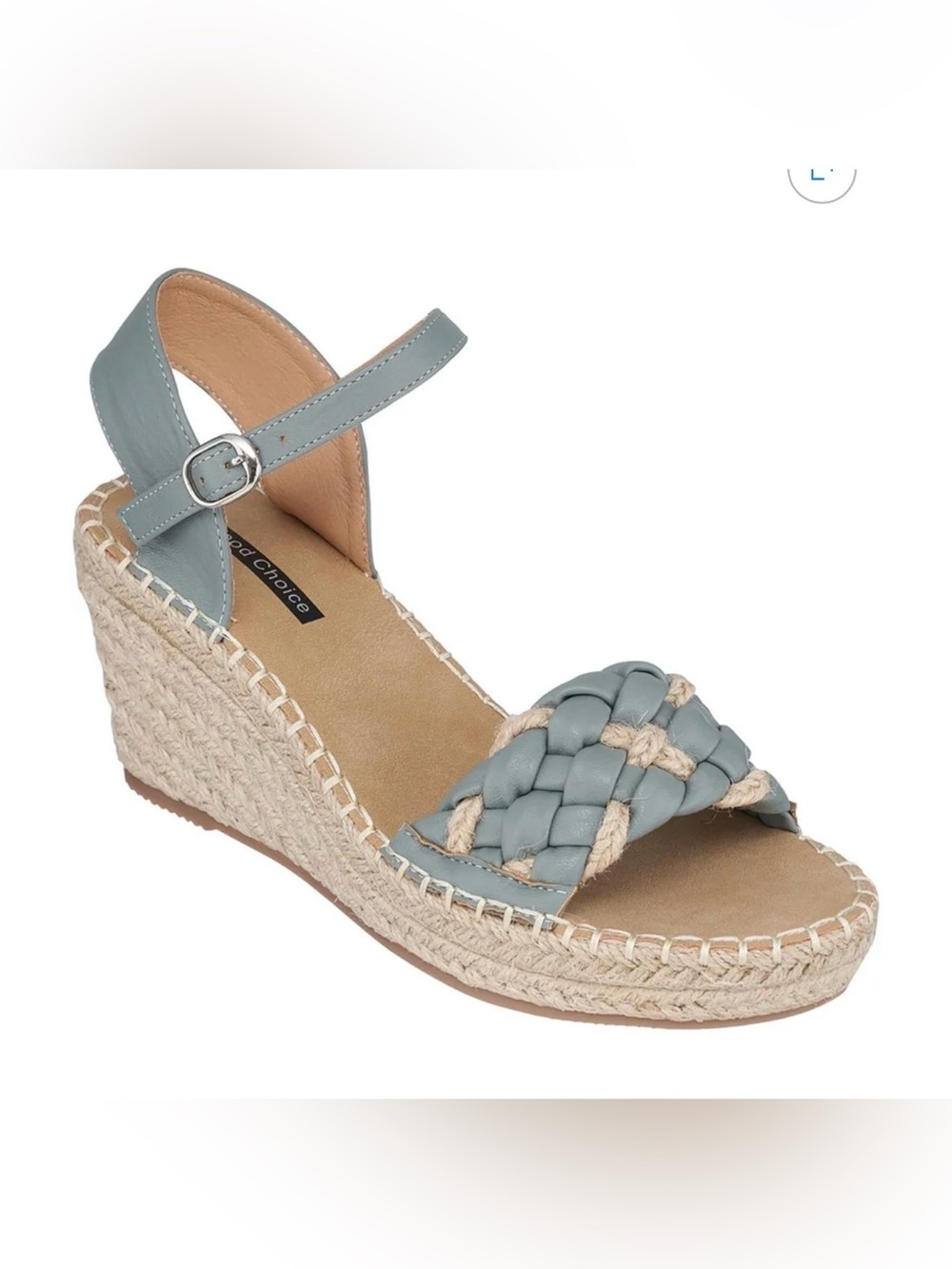 Woven Ankle-Strap Espadrille Wedge Sandal - Light Blue
